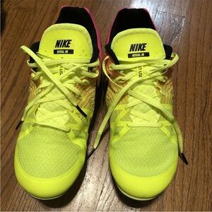 Nike Racing ~ Track Shoes Cleats  Sz 11 ~neon yellow and pink